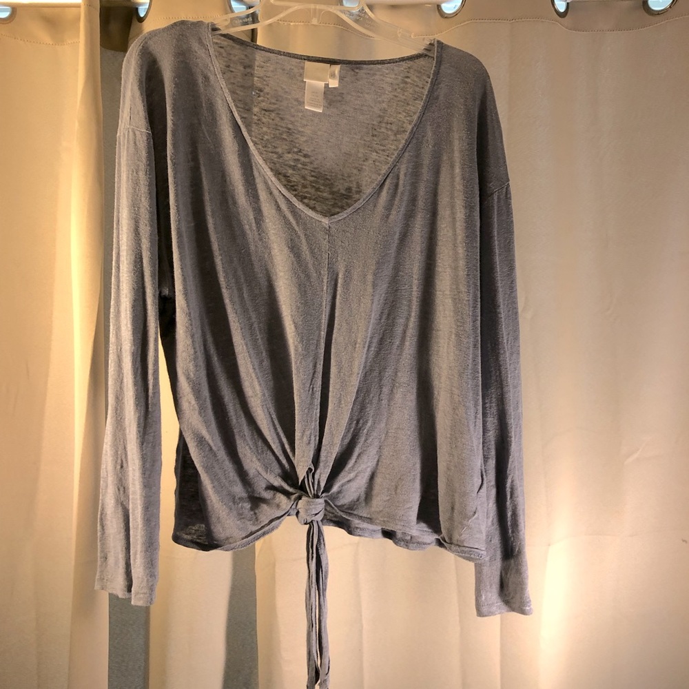 H & M dusty blue linen top, sz XL